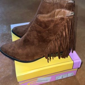 Brown Fringe Booties